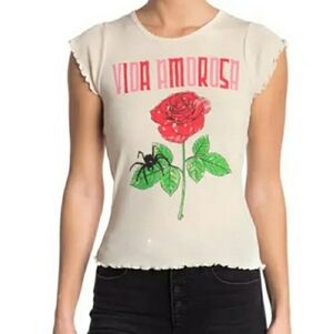 NWT Chaser Rose Lettuce Hem Short Sleeve Top